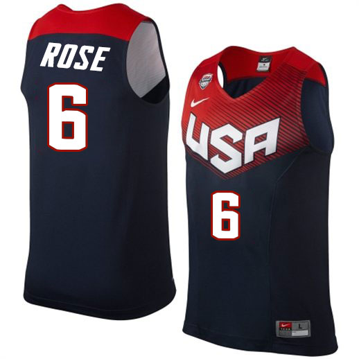 Derrick Rose Authentic In Navy Blue Nike Basketball Team USA 2014 Dream Team #6 Men's Jersey