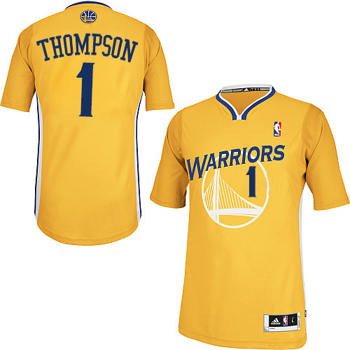 Jason Thompson Authentic In Gold Adidas NBA Golden State Warriors #1 Men's Alternate Jersey - Click Image to Close