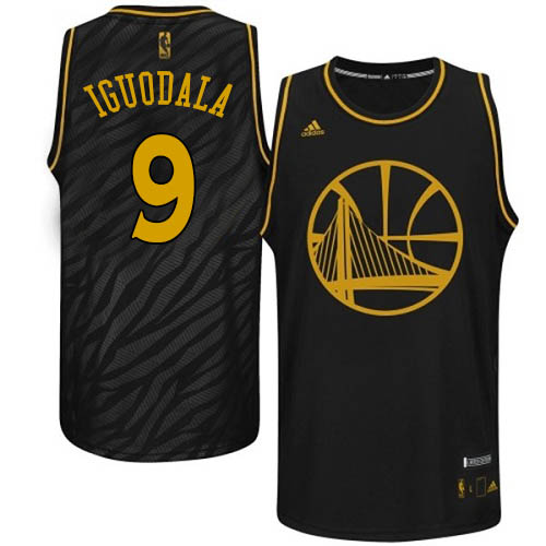 Andre Iguodala Authentic In Black Adidas NBA Golden State Warriors Precious Metals Fashion #9 Men's Jersey - Click Image to Close