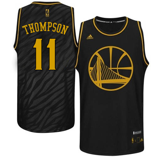 Klay Thompson Authentic In Black Adidas NBA Golden State Warriors Precious Metals Fashion #11 Men's Jersey - Click Image to Close