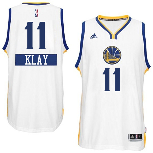 Klay Thompson Authentic In White Adidas NBA Golden State Warriors 2014-15 Christmas Day #11 Men's Jersey