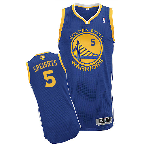 Marreese Speights Authentic In Royal Blue Adidas NBA Golden State Warriors #5 Men's Road Jersey