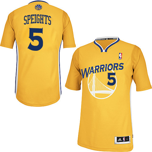 Marreese Speights Authentic In Gold Adidas NBA Golden State Warriors #5 Men's Alternate Jersey