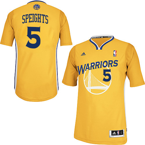Marreese Speights Swingman In Gold Adidas NBA Golden State Warriors #5 Men's Alternate Jersey - Click Image to Close