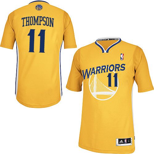 Klay Thompson Authentic In Gold Adidas NBA Golden State Warriors #11 Youth Alternate Jersey - Click Image to Close