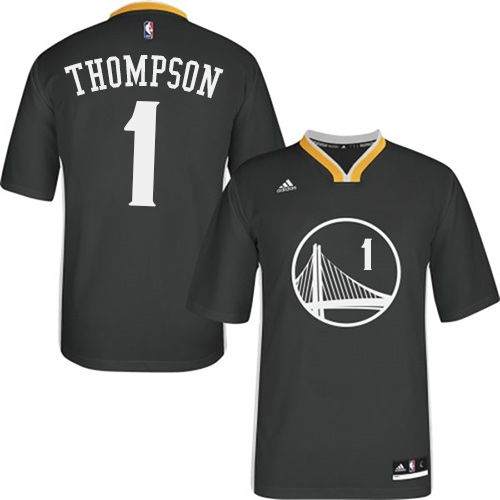 Jason Thompson Authentic In Black Adidas NBA Golden State Warriors #1 Men's Alternate Jersey - Click Image to Close