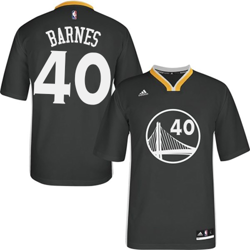 Harrison Barnes Authentic In Black Adidas NBA Golden State Warriors #40 Men's Alternate Jersey - Click Image to Close