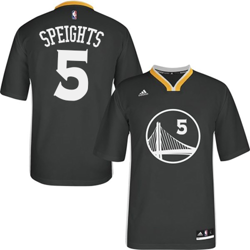 Marreese Speights Authentic In Black Adidas NBA Golden State Warriors #5 Men's Alternate Jersey - Click Image to Close