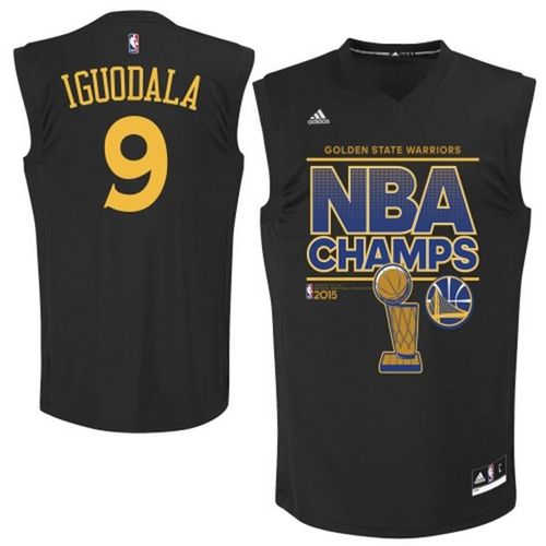Andre Iguodala Authentic In Black Adidas NBA Golden State Warriors Finals Champions #9 Men's Jersey