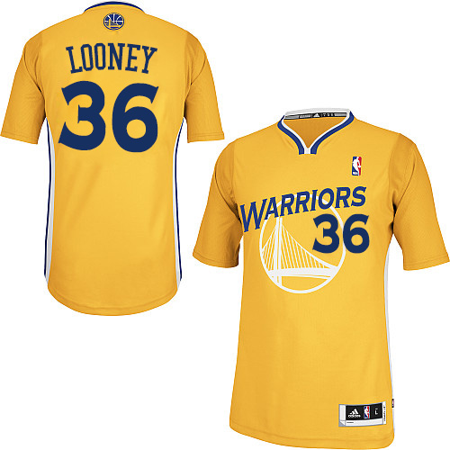Kevon Looney Authentic In Gold Adidas NBA Golden State Warriors #36 Men's Alternate Jersey - Click Image to Close