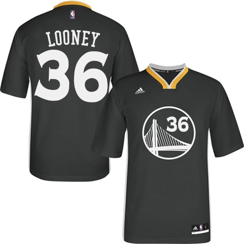 Kevon Looney Authentic In Black Adidas NBA Golden State Warriors #36 Men's Alternate Jersey - Click Image to Close