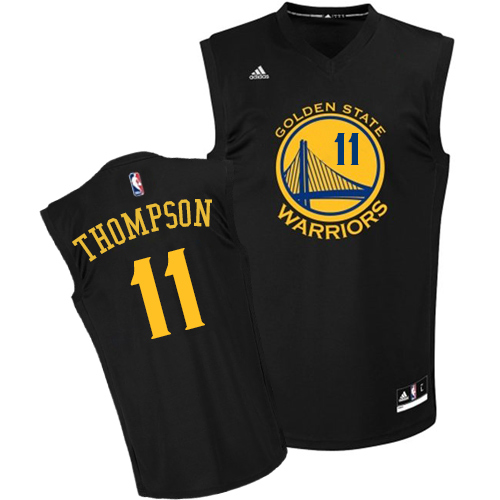 Klay Thompson Authentic In Black Adidas NBA Golden State Warriors Fashion #11 Men's Jersey
