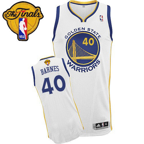 Harrison Barnes Authentic In White Adidas NBA The Finals Golden State Warriors #40 Men's Home Jersey