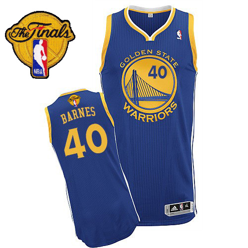 Harrison Barnes Authentic In Royal Blue Adidas NBA The Finals Golden State Warriors #40 Men's Road Jersey - Click Image to Close