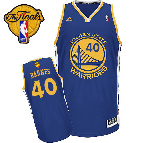 Harrison Barnes Swingman In Royal Blue Adidas NBA The Finals Golden State Warriors #40 Men's Road Jersey - Click Image to Close