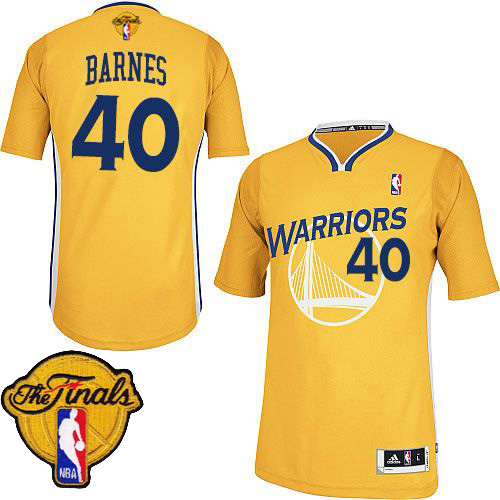 Harrison Barnes Authentic In Gold Adidas NBA The Finals Golden State Warriors #40 Men's Alternate Jersey - Click Image to Close