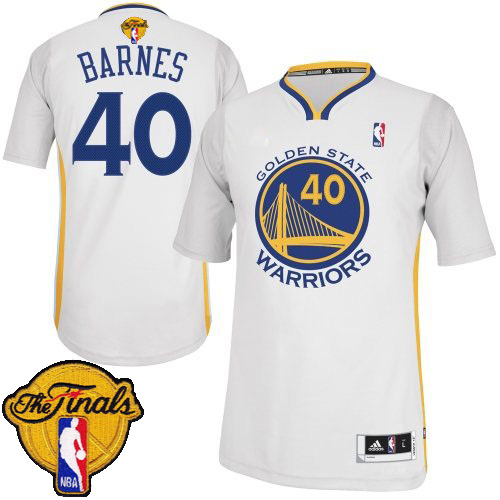 Harrison Barnes Authentic In White Adidas NBA The Finals Golden State Warriors #40 Men's Alternate Jersey - Click Image to Close