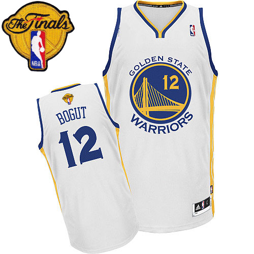 Andrew Bogut Authentic In White Adidas NBA The Finals Golden State Warriors #12 Men's Home Jersey
