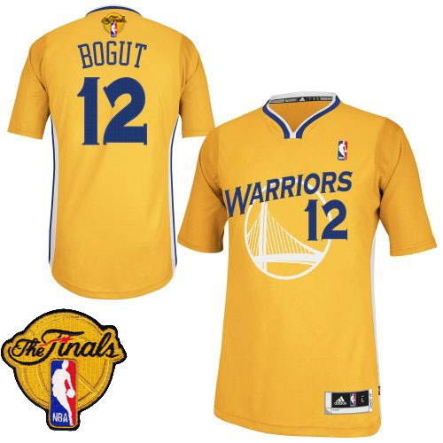 Andrew Bogut Authentic In Gold Adidas NBA The Finals Golden State Warriors #12 Men's Alternate Jersey - Click Image to Close