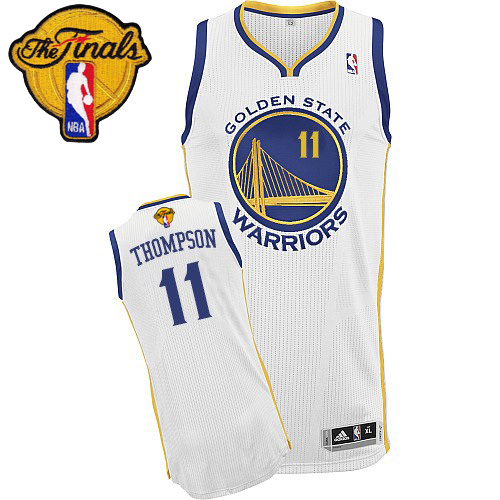 Klay Thompson Authentic In White Adidas NBA The Finals Golden State Warriors #11 Men's Home Jersey - Click Image to Close