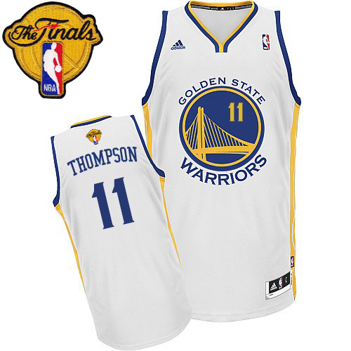 Klay Thompson Swingman In White Adidas NBA The Finals Golden State Warriors #11 Men's Home Jersey - Click Image to Close