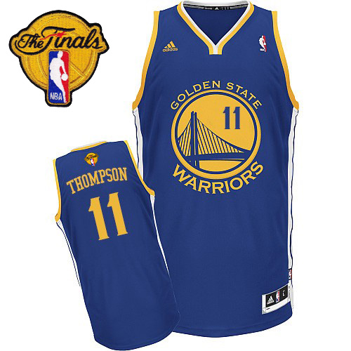 Klay Thompson Swingman In Royal Blue Adidas NBA The Finals Golden State Warriors #11 Men's Road Jersey - Click Image to Close