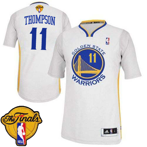 Klay Thompson Authentic In White Adidas NBA The Finals Golden State Warriors #11 Men's Alternate Jersey - Click Image to Close