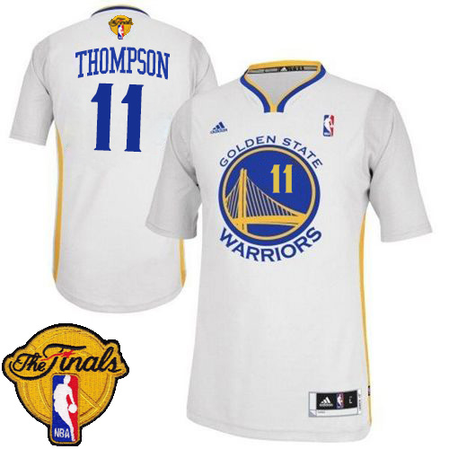 Klay Thompson Swingman In White Adidas NBA The Finals Golden State Warriors #11 Men's Alternate Jersey - Click Image to Close