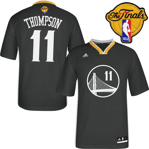 Klay Thompson Authentic In Black Adidas NBA The Finals Golden State Warriors #11 Men's Alternate Jersey