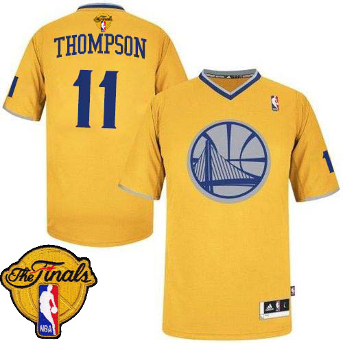 Klay Thompson Authentic In Gold Adidas NBA The Finals Golden State Warriors 2013 Christmas Day #11 Men's Jersey - Click Image to Close