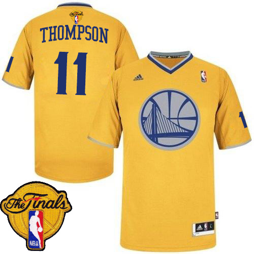 Klay Thompson Swingman In Gold Adidas NBA The Finals Golden State Warriors 2013 Christmas Day #11 Men's Jersey - Click Image to Close