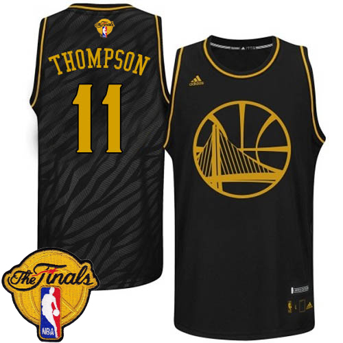 Klay Thompson Authentic In Black Adidas NBA The Finals Golden State Warriors Precious Metals Fashion #11 Men's Jersey