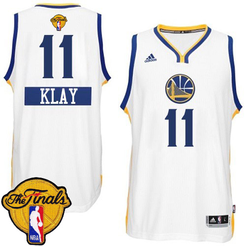Klay Thompson Authentic In White Adidas NBA The Finals Golden State Warriors 2014-15 Christmas Day #11 Men's Jersey - Click Image to Close