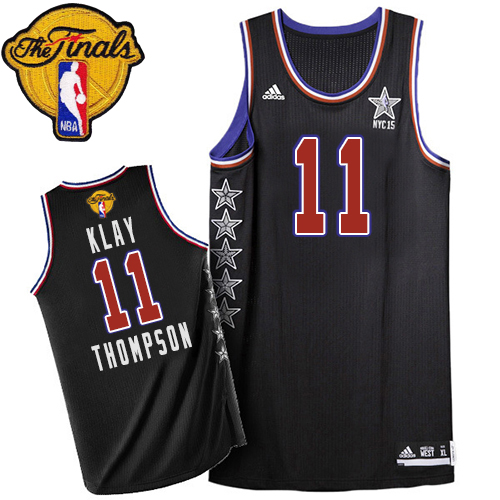 Klay Thompson Authentic In Black Adidas NBA The Finals Golden State Warriors 2015 All Star #11 Men's Jersey