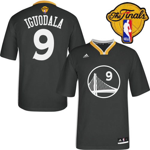 Andre Iguodala Authentic In Black Adidas NBA The Finals Golden State Warriors #9 Men's Alternate Jersey
