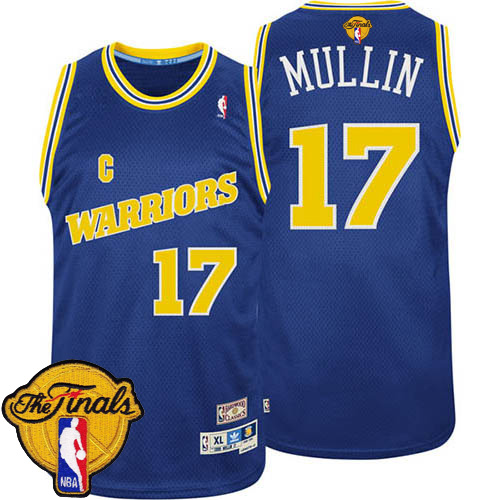 Chris Mullin Authentic In Blue Adidas NBA The Finals Golden State Warriors #17 Men's Throwback Jersey