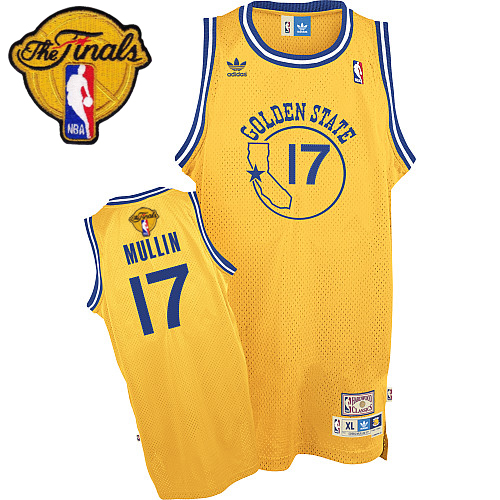 Chris Mullin Swingman In Gold Adidas NBA The Finals Golden State Warriors #17 Men's Throwback Jersey - Click Image to Close