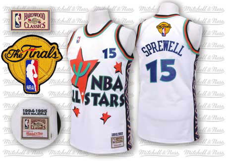 Latrell Sprewell Swingman In White Adidas NBA The Finals Golden State Warriors 1995 All Star #15 Men's Throwback Jersey - Click Image to Close
