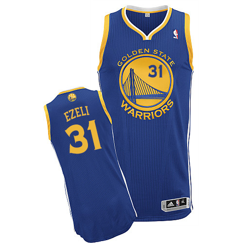 Festus Ezeli Authentic In Royal Blue Adidas NBA Golden State Warriors #31 Men's Road Jersey