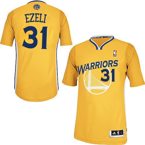 Festus Ezeli Authentic In Gold Adidas NBA Golden State Warriors #31 Men's Alternate Jersey