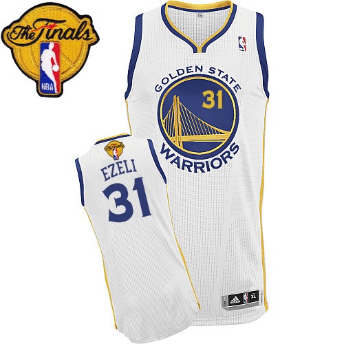 Festus Ezeli Authentic In White Adidas NBA The Finals Golden State Warriors #31 Men's Home Jersey