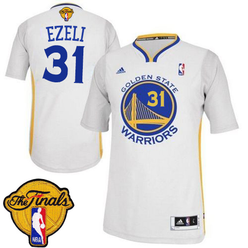 Festus Ezeli Authentic In White Adidas NBA The Finals Golden State Warriors #31 Men's Alternate Jersey