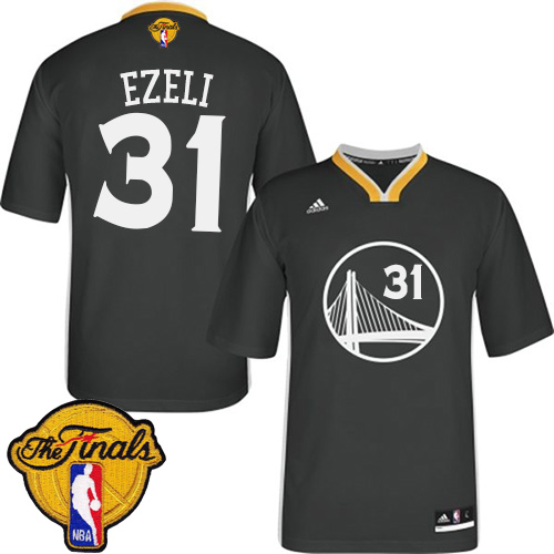 Festus Ezeli Authentic In Black Adidas NBA The Finals Golden State Warriors #31 Men's Alternate Jersey