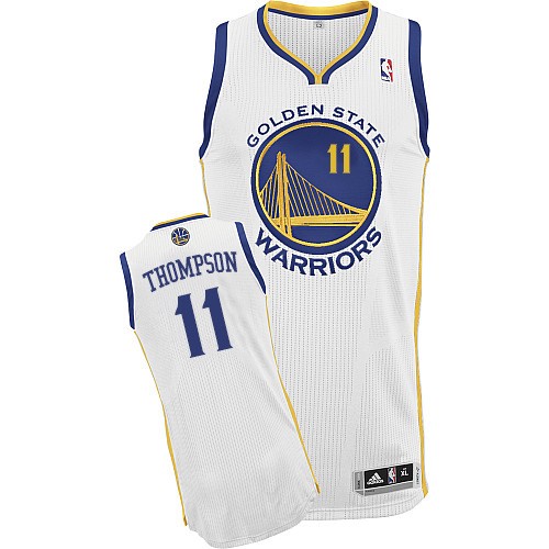 Klay Thompson Authentic In White Adidas NBA Golden State Warriors #11 Women's Home Jersey - Click Image to Close