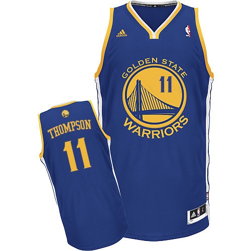 Klay Thompson Swingman In Royal Blue Adidas NBA Golden State Warriors #11 Women's Road Jersey - Click Image to Close