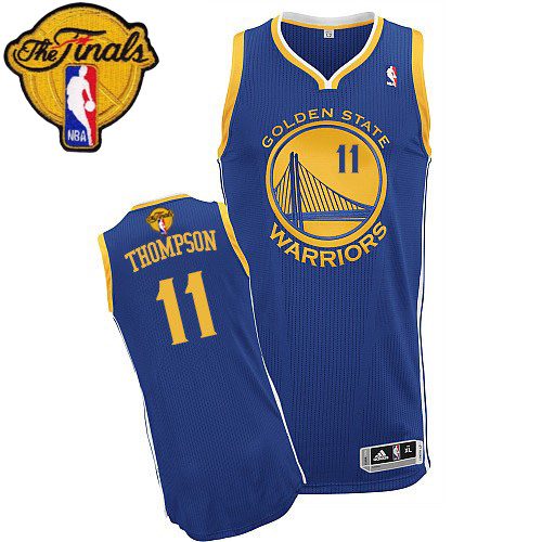 Klay Thompson Authentic In Royal Blue Adidas NBA The Finals Golden State Warriors #11 Women's Road Jersey - Click Image to Close