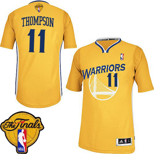 Klay Thompson Authentic In Gold Adidas NBA The Finals Golden State Warriors #11 Women's Alternate Jersey