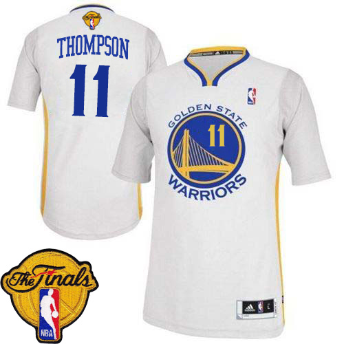 Klay Thompson Authentic In White Adidas NBA The Finals Golden State Warriors #11 Women's Alternate Jersey - Click Image to Close