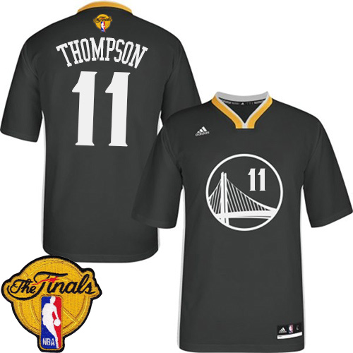 Klay Thompson Authentic In Black Adidas NBA The Finals Golden State Warriors #11 Women's Alternate Jersey - Click Image to Close