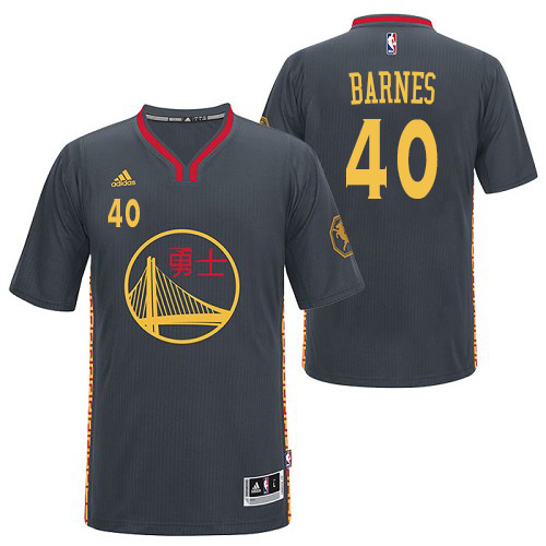 Harrison Barnes Authentic In Black Adidas NBA Golden State Warriors Slate Chinese New Year #40 Men's Jersey